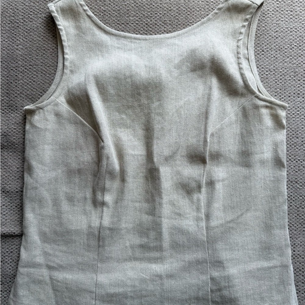 Linen Cream Fitted Sleeveless Top